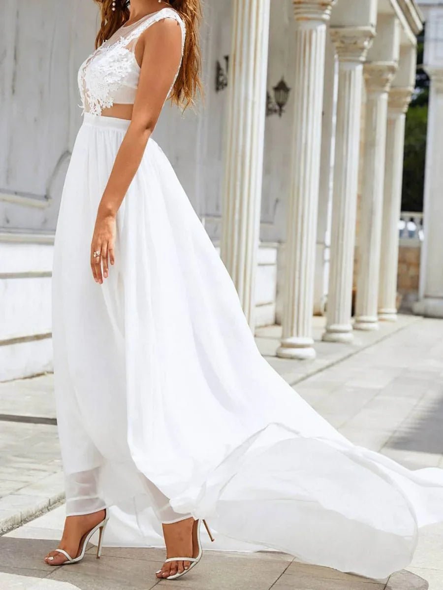 Chiffon Lace Trailing Wedding Large Swing Dress - Pre2brand