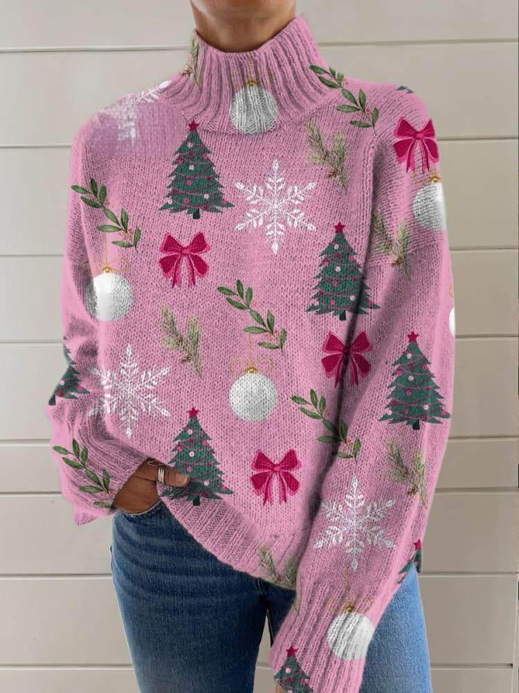 Christmas Totem Women's Printed Wear Turtleneck Sweater - Pre2brand