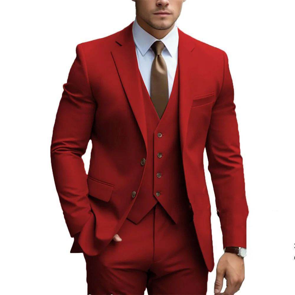 Business Casual Men's Three-piece Suit For Bridegroom Men's Wedding - Pre2brand