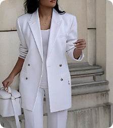 Casual Suits Fashion Long Sleeve Single-breasted Jacket Top And Slim Fit Trousers Women's Business Suits - Pre2brand