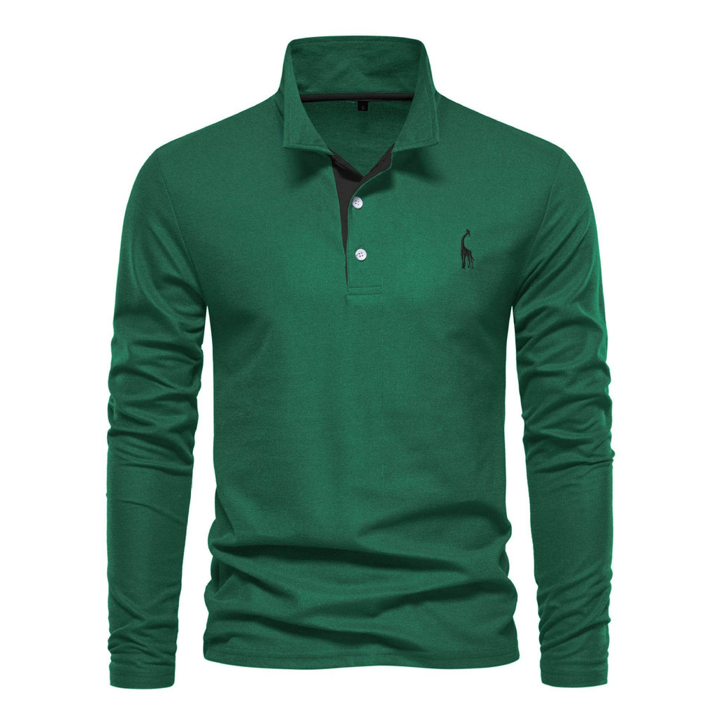 Men's Fashion Casual Polo Collar Deer Embroidered Long Sleeve - Pre2brand