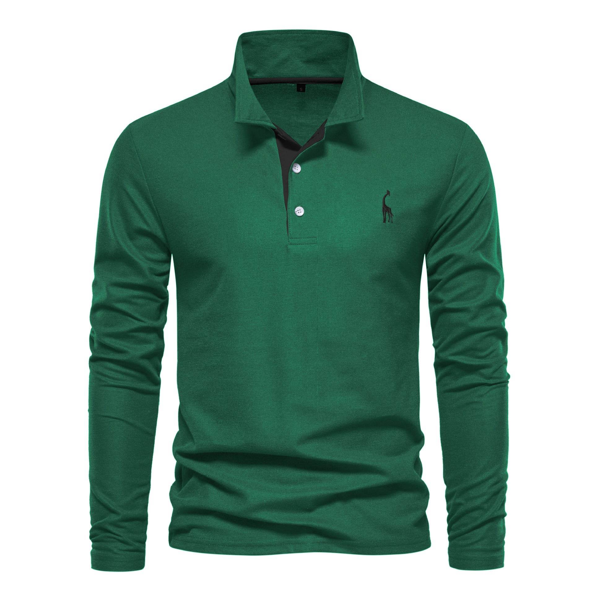 Men's Fashion Casual Polo Collar Deer Embroidered Long Sleeve - Pre2brand