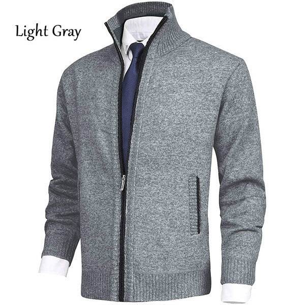 Men's Solid Color Stand Collar Cardigan Sweaters Coat - Pre2brand