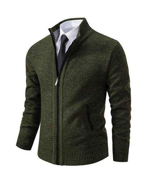 Men's Solid Color Stand Collar Cardigan Sweaters Coat - Pre2brand