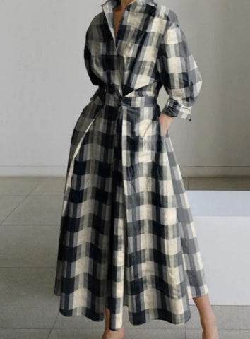 Long-sleeve Blouse Elastic Waist Swing Dress - Pre2brand