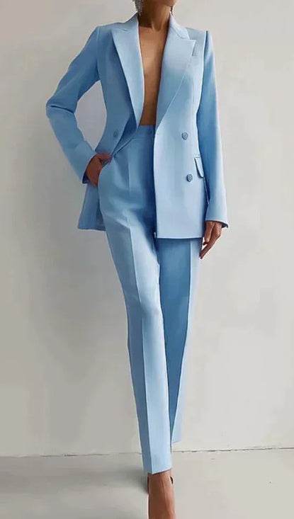 Casual Suits Fashion Long Sleeve Single-breasted Jacket Top And Slim Fit Trousers Women's Business Suits - Pre2brand