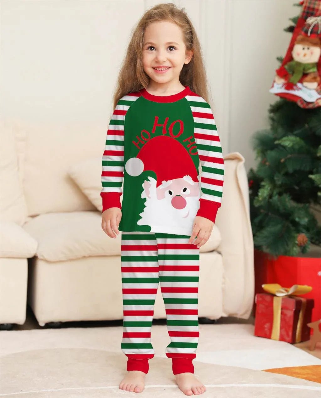 Family Christmas Pajamas Matching Sets Red Stripe Xmas Holiday Sleepwear Jammies Long Sleeve PJs Outfits - Pre2brand