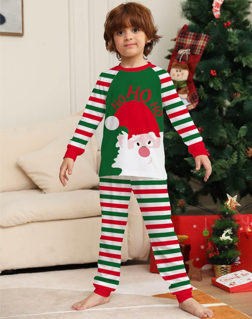 Family Christmas Pajamas Matching Sets Red Stripe Xmas Holiday Sleepwear Jammies Long Sleeve PJs Outfits - Pre2brand