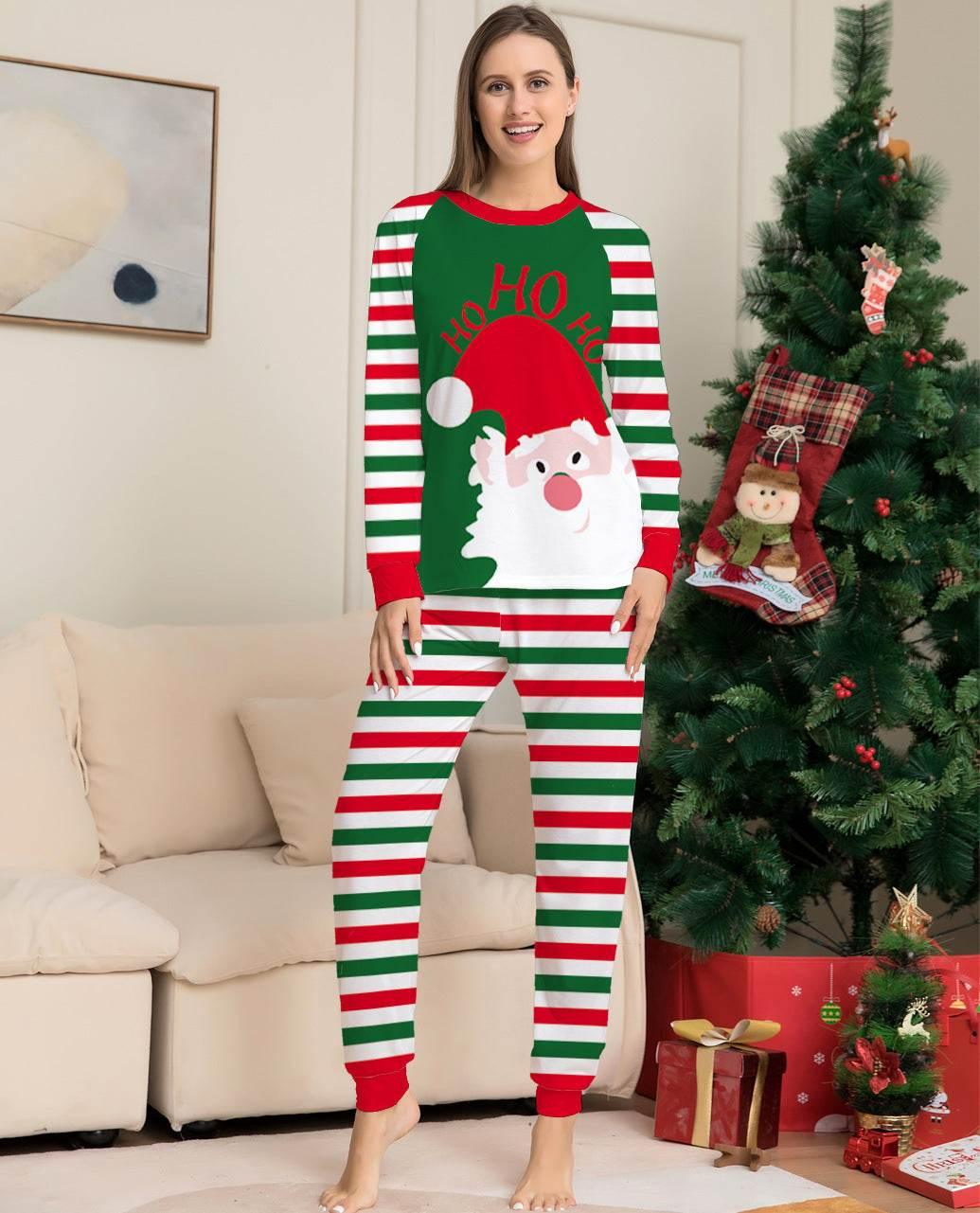 Family Christmas Pajamas Matching Sets Red Stripe Xmas Holiday Sleepwear Jammies Long Sleeve PJs Outfits - Pre2brand