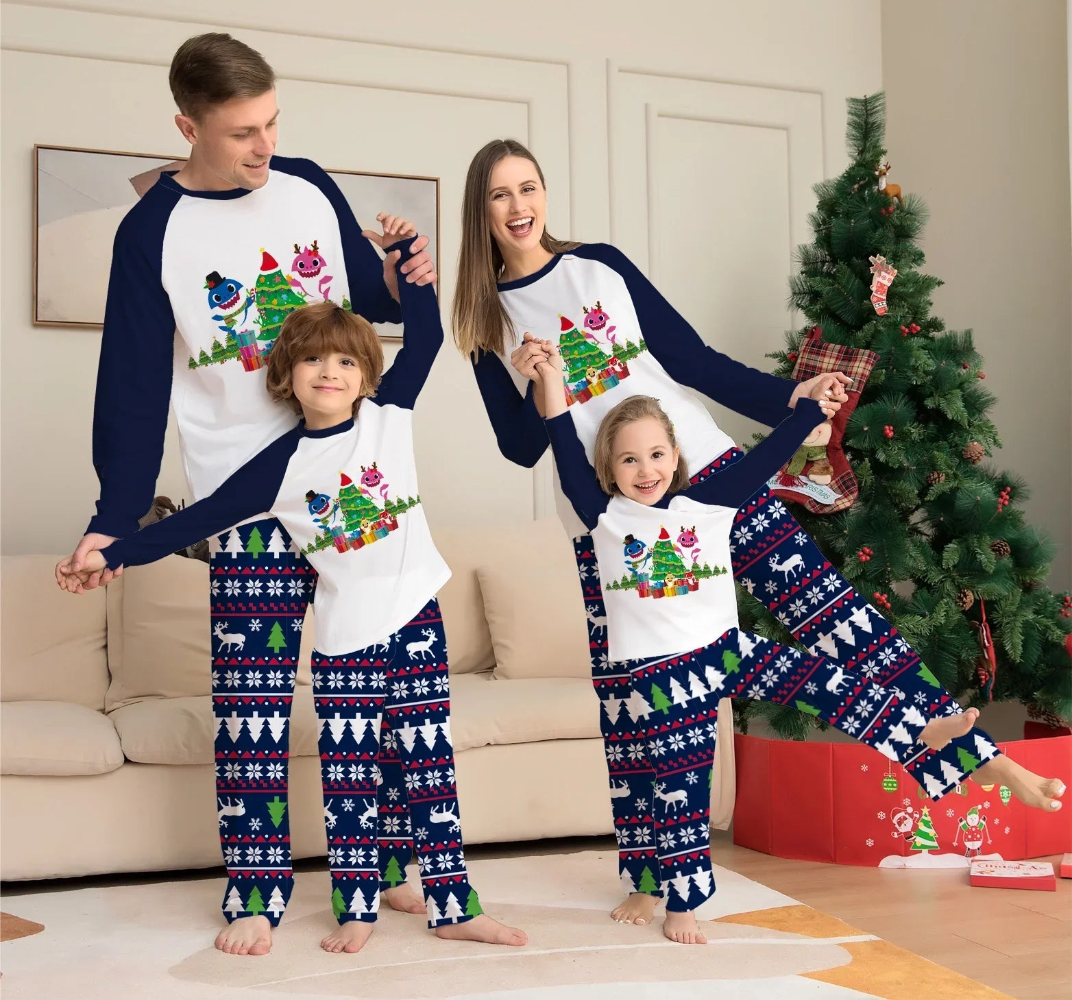 Family Matching Christmas Pajamas Set Xmas Long Sleeve Sleepwear Nightwear For Couples Kids Baby - Pre2brand