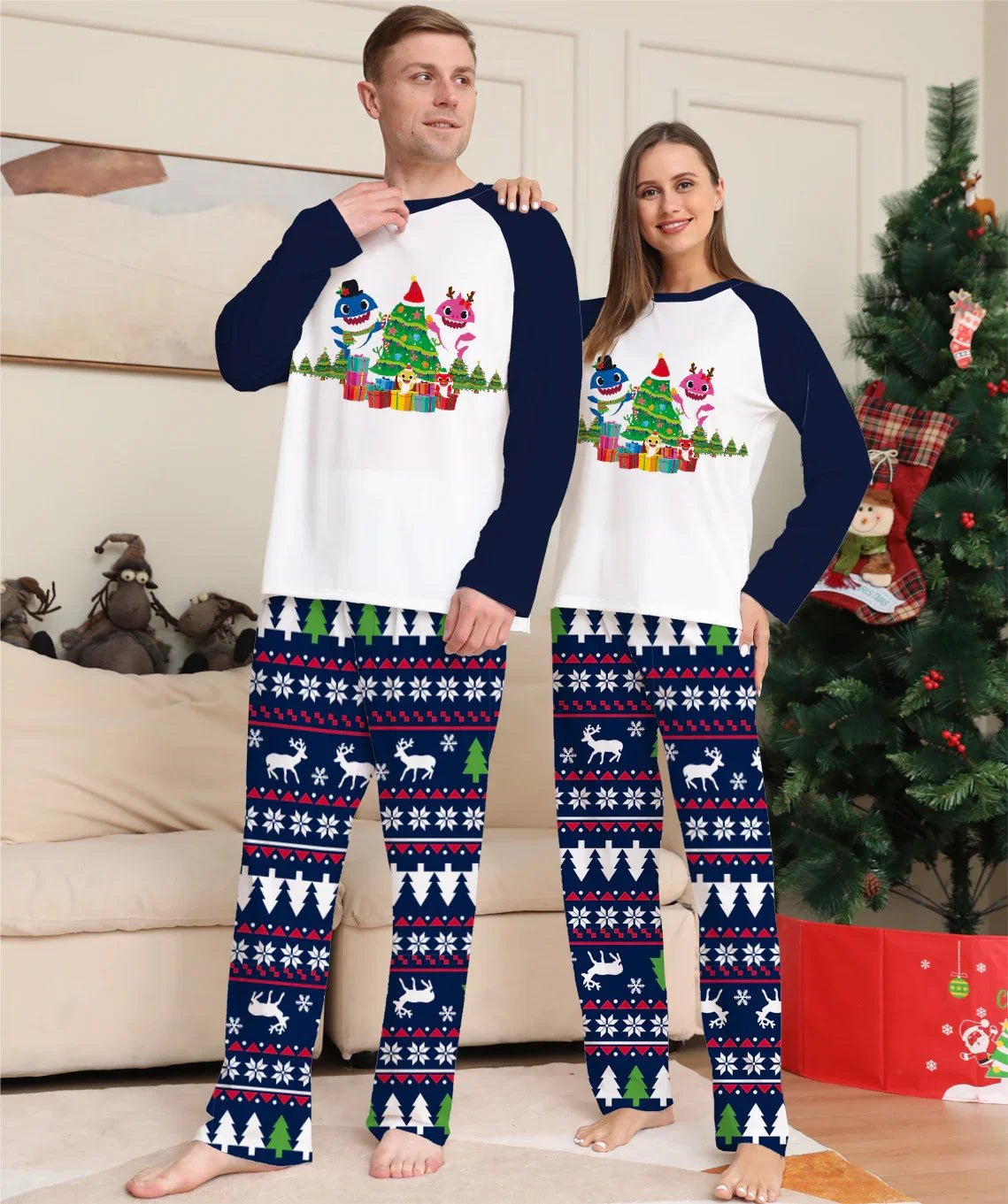 Family Matching Christmas Pajamas Set Xmas Long Sleeve Sleepwear Nightwear For Couples Kids Baby - Pre2brand