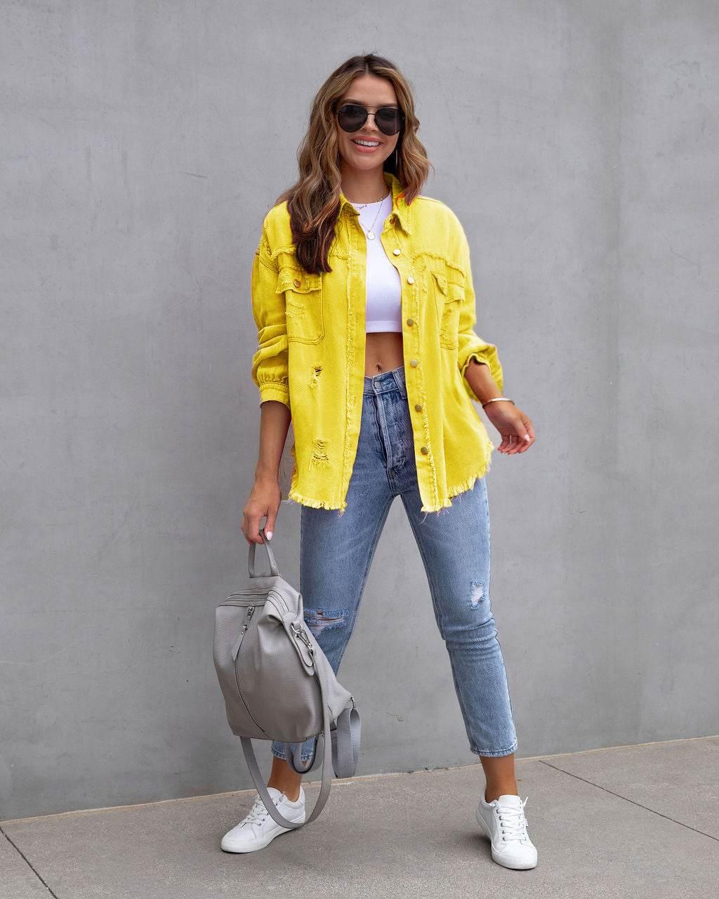 Fashion Ripped Shirt Jacket Female Autumn And Spring Casual Tops Womens Clothing - Pre2brand