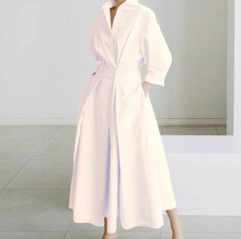 Long-sleeve Blouse Elastic Waist Swing Dress - Pre2brand