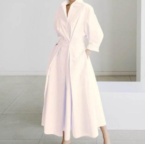 Long - sleeve Blouse Elastic Waist Swing Dress - Pre2brand