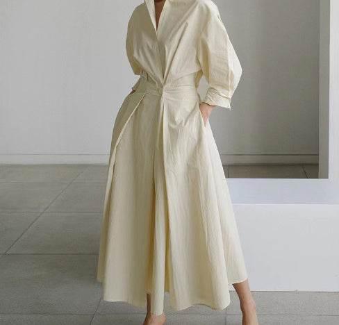 Long - sleeve Blouse Elastic Waist Swing Dress - Pre2brand