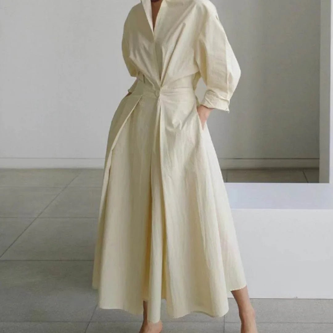 Long - sleeve Blouse Elastic Waist Swing Dress - Pre2brand