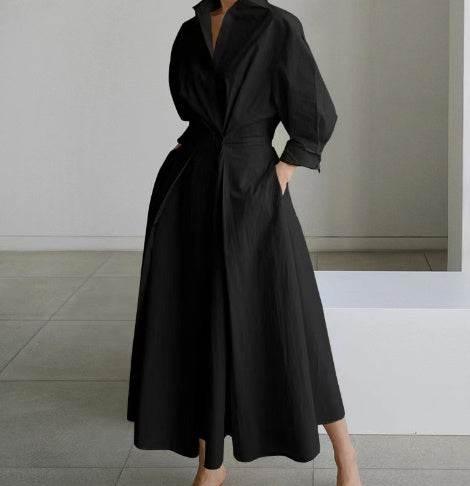 Long - sleeve Blouse Elastic Waist Swing Dress - Pre2brand