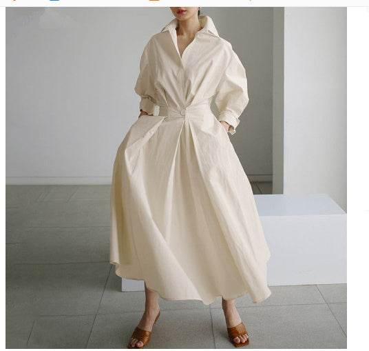 Long - sleeve Blouse Elastic Waist Swing Dress - Pre2brand