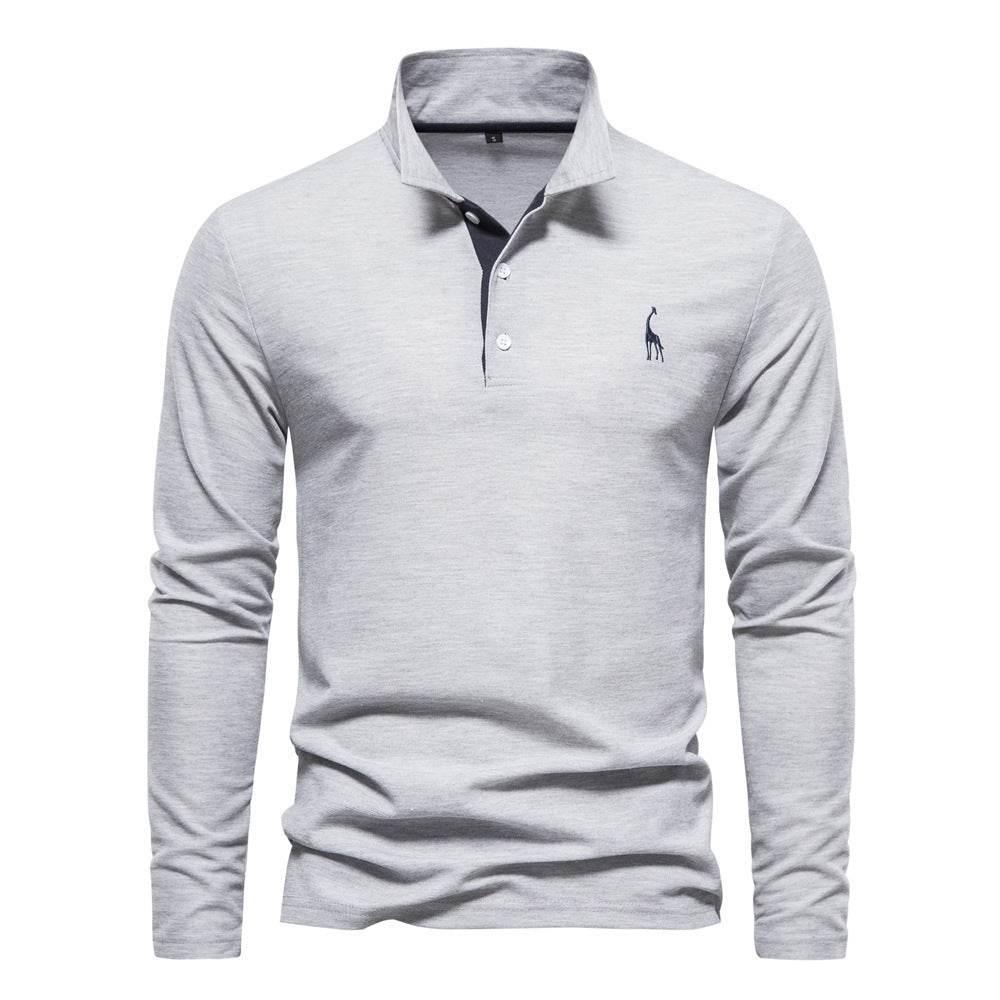 Men's Fashion Casual Polo Collar Deer Embroidered Long Sleeve - Pre2brand