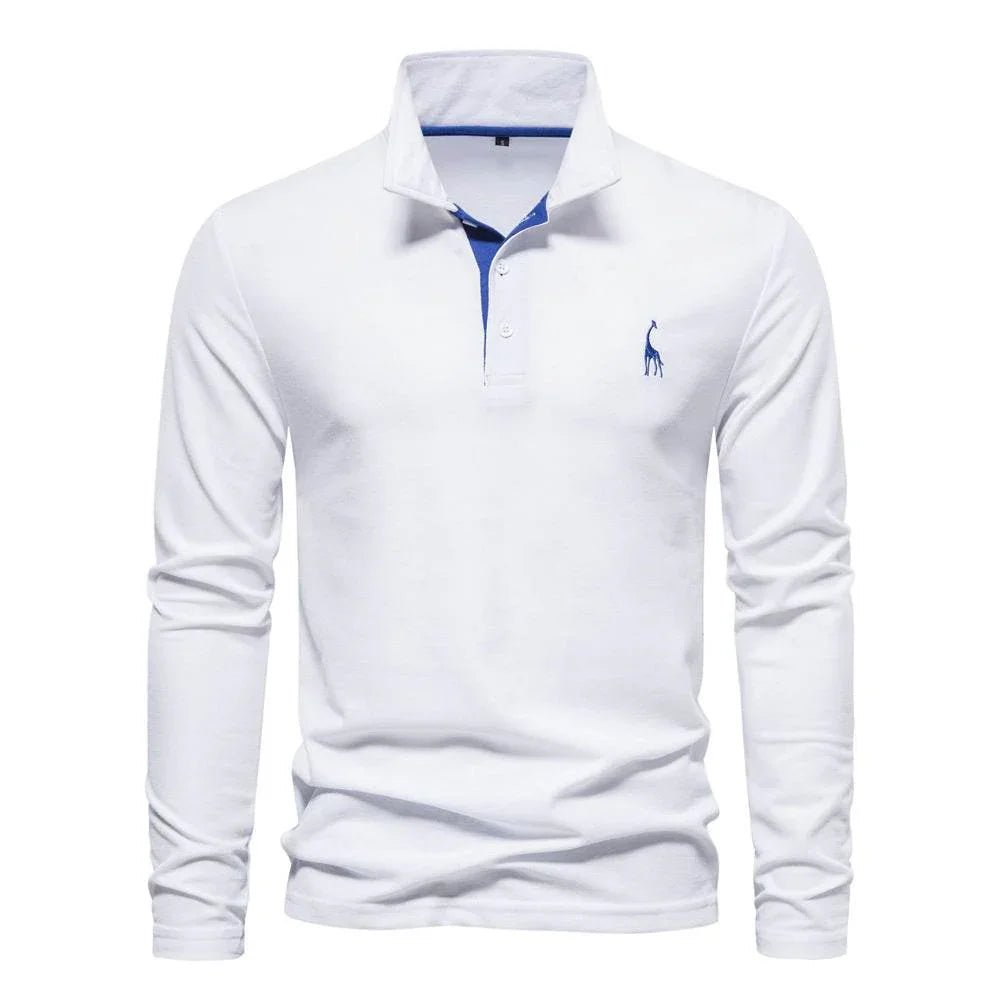 Men's Fashion Casual Polo Collar Deer Embroidered Long Sleeve - Pre2brand