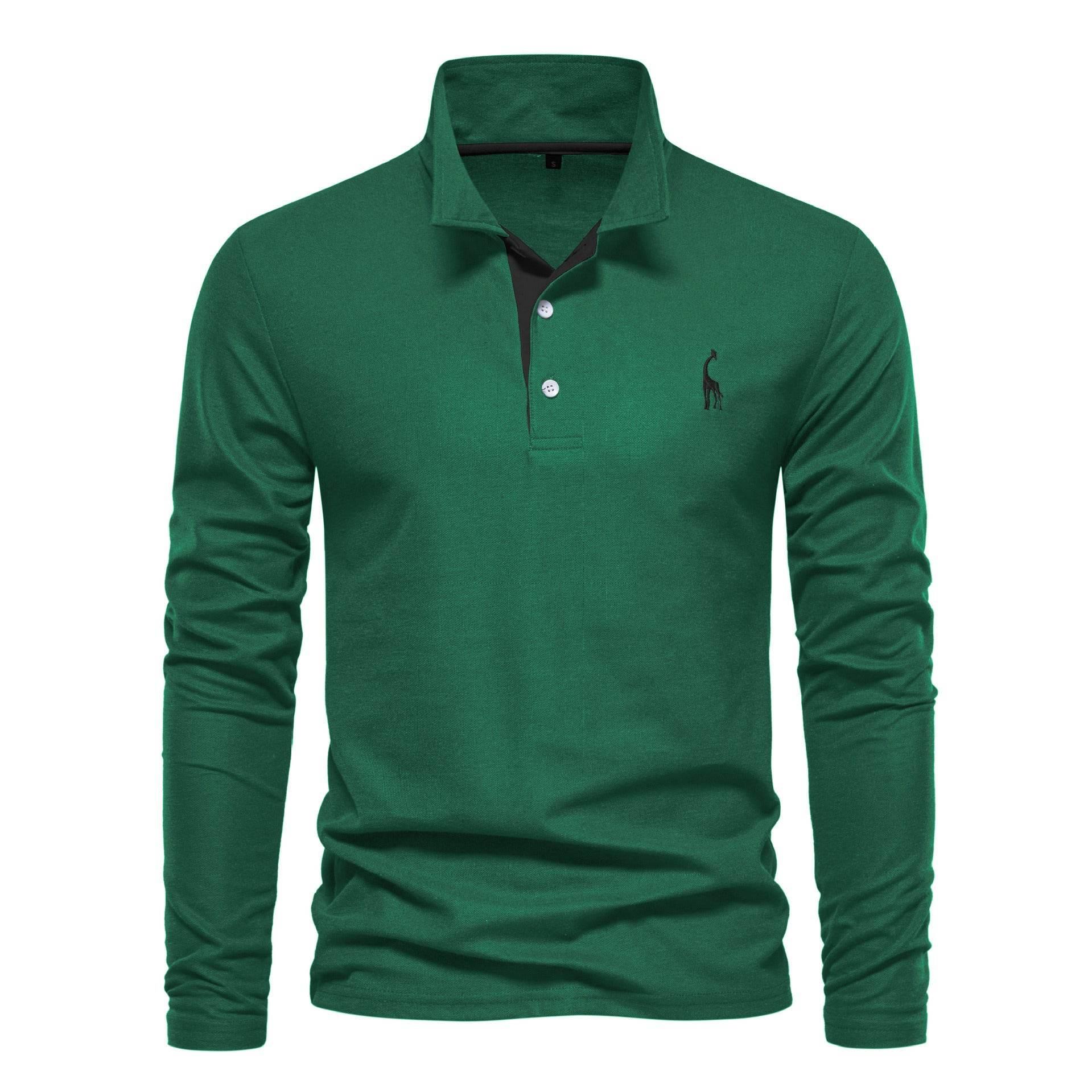 Men's Fashion Casual Polo Collar Deer Embroidered Long Sleeve - Pre2brand