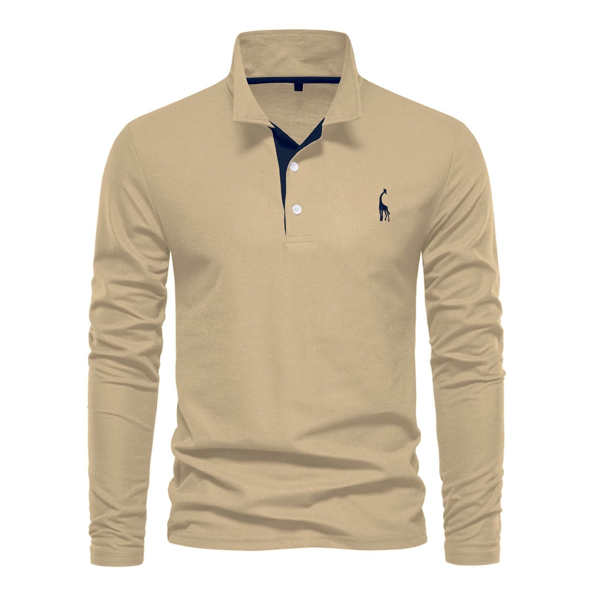 Men's Fashion Casual Polo Collar Deer Embroidered Long Sleeve - Pre2brand