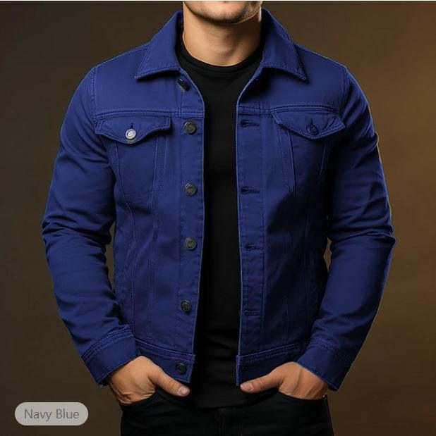 Men's Jacket Denim Coat Tooling Solid Color Thick Coat - Pre2brand