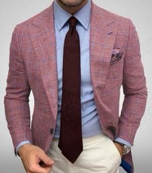 Men's Plaid Lapel Long Sleeve Suit Coat Men's Business Suit - Pre2brand