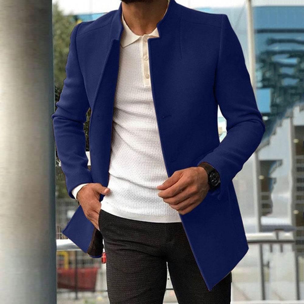 Men's Slim Coat Fashion Single - breasted Solid Color Business Jackets Fall And Winter Tops Outwear Clothing - Pre2brand