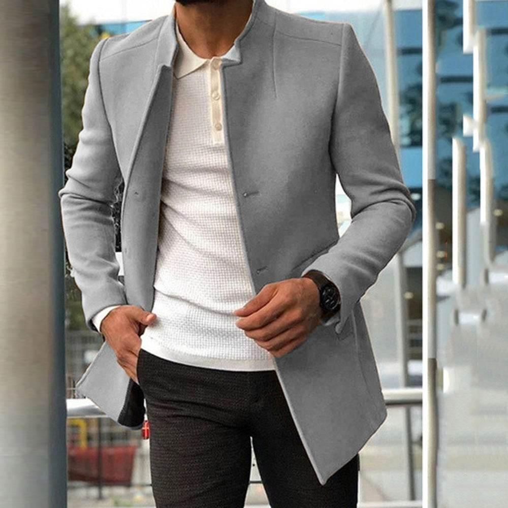 Men's Slim Coat Fashion Single - breasted Solid Color Business Jackets Fall And Winter Tops Outwear Clothing - Pre2brand