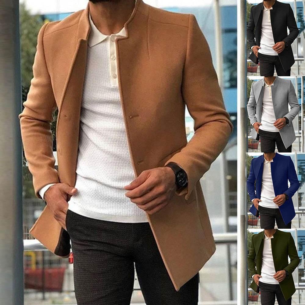 Men's Slim Coat Fashion Single - breasted Solid Color Business Jackets Fall And Winter Tops Outwear Clothing - Pre2brand