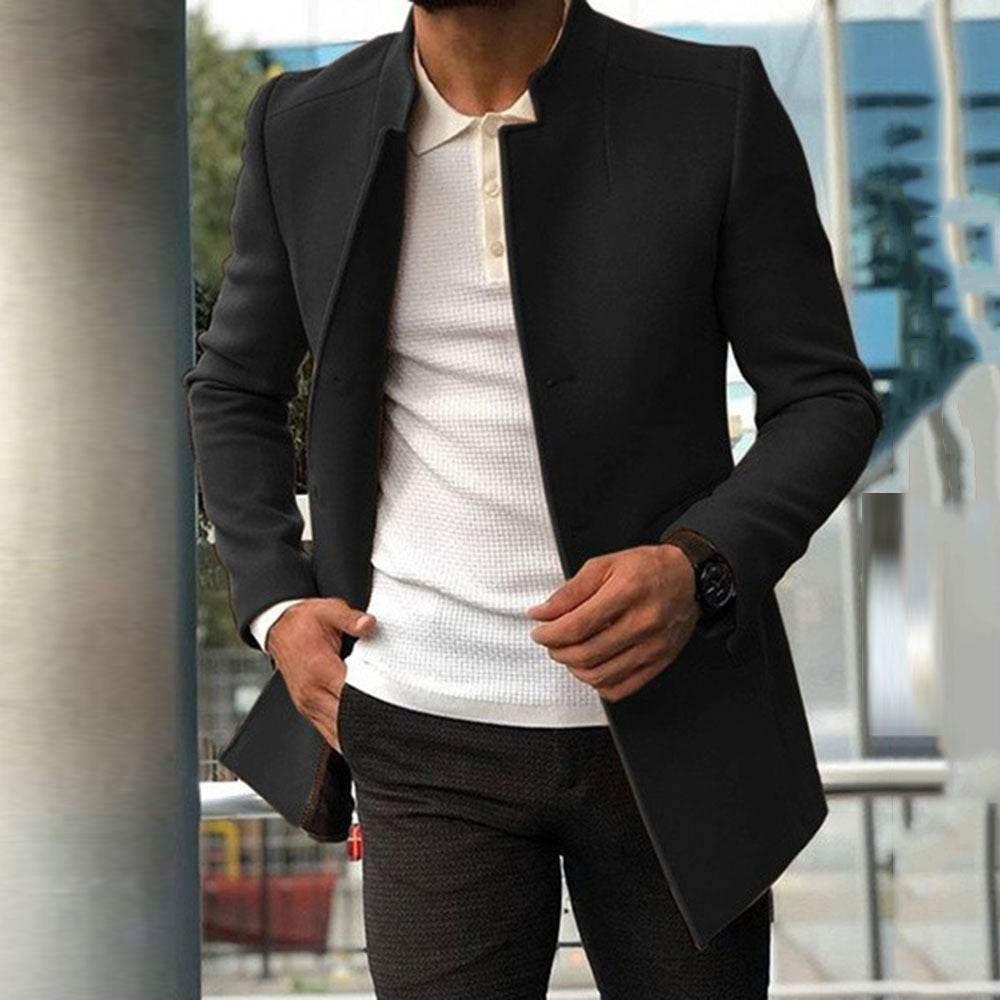 Men's Slim Coat Fashion Single - breasted Solid Color Business Jackets Fall And Winter Tops Outwear Clothing - Pre2brand