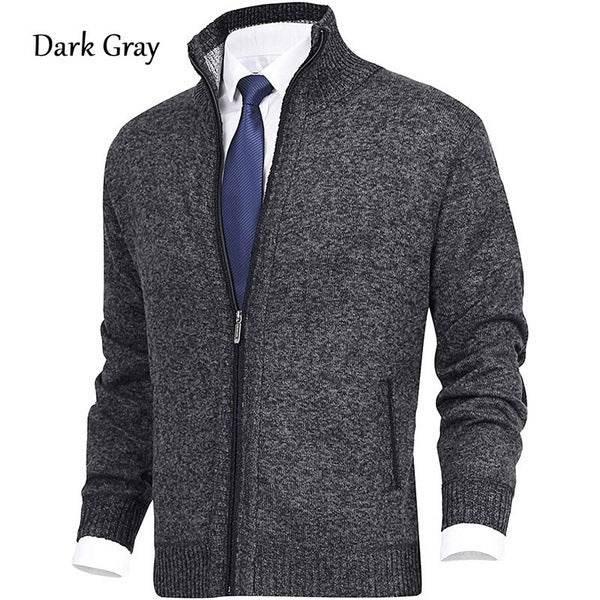 Men's Solid Color Stand Collar Cardigan Sweaters Coat - Pre2brand