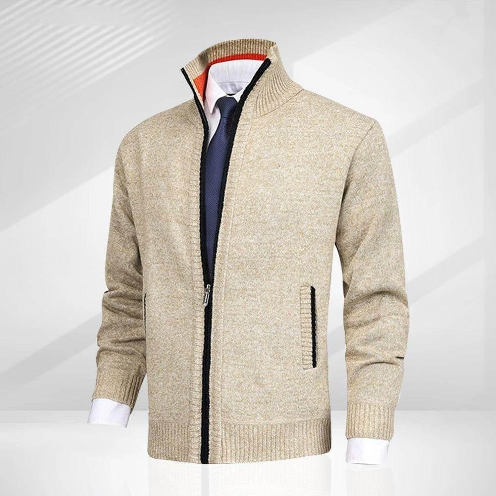 Men's Solid Color Stand Collar Cardigan Sweaters Coat - Pre2brand