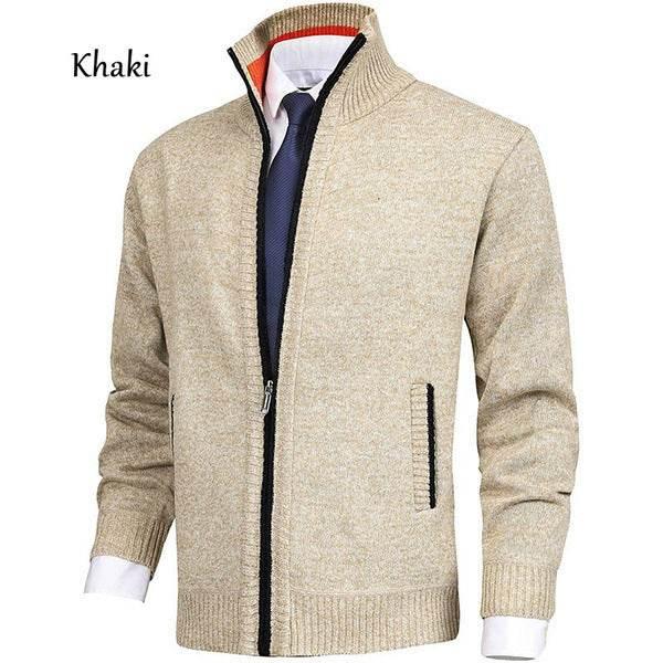 Men's Solid Color Stand Collar Cardigan Sweaters Coat - Pre2brand