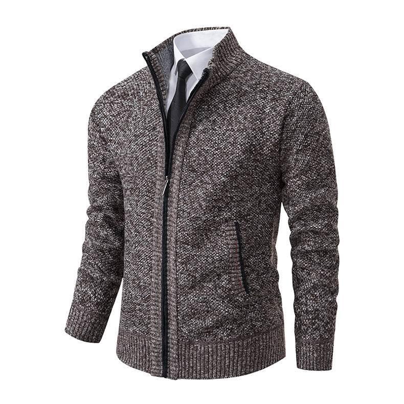 Men's Solid Color Stand Collar Cardigan Sweaters Coat - Pre2brand