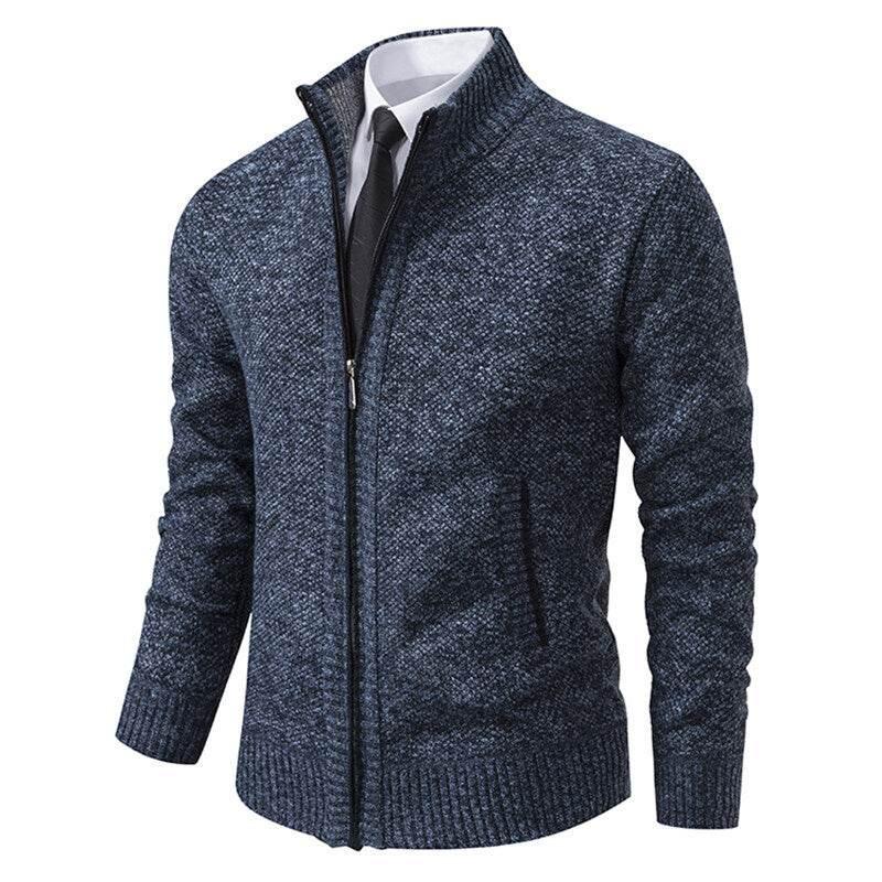 Men's Solid Color Stand Collar Cardigan Sweaters Coat - Pre2brand