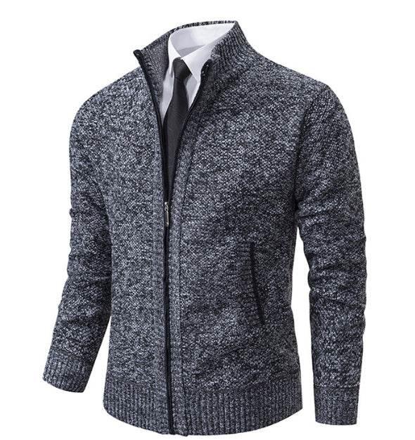 Men's Solid Color Stand Collar Cardigan Sweaters Coat - Pre2brand