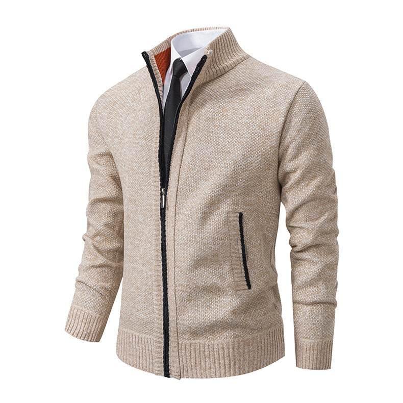 Men's Solid Color Stand Collar Cardigan Sweaters Coat - Pre2brand