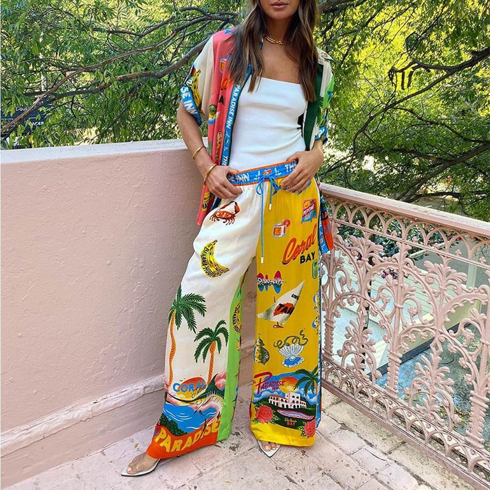 Shirt Trousers Loose Printing Suit Casual Two - piece Suit - Pre2brand