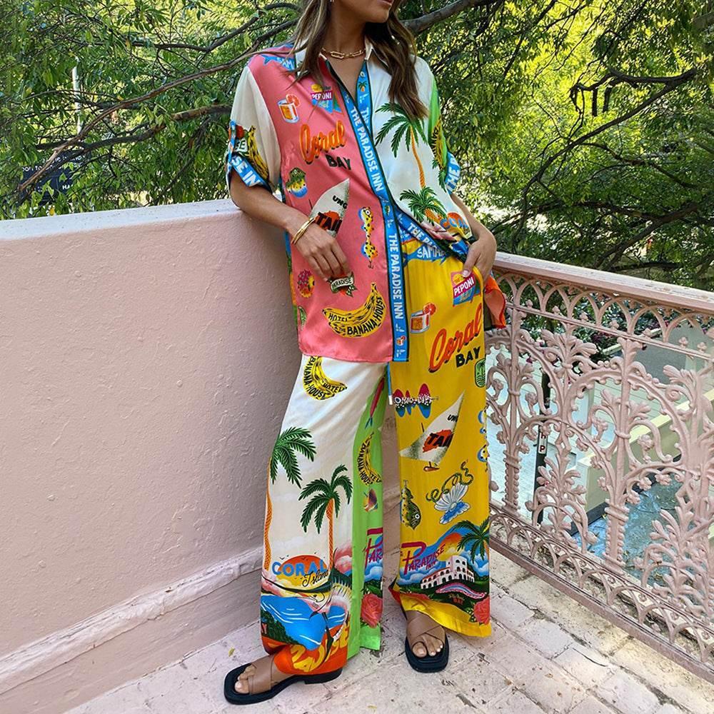 Shirt Trousers Loose Printing Suit Casual Two - piece Suit - Pre2brand