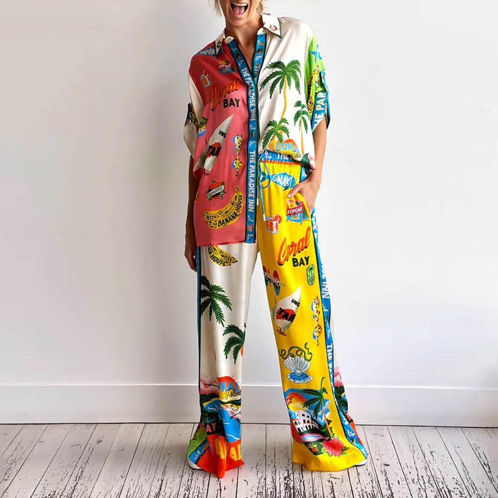 Shirt Trousers Loose Printing Suit Casual Two - piece Suit - Pre2brand