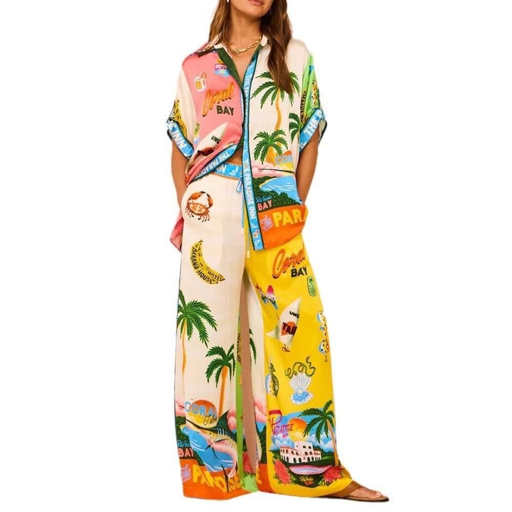 Shirt Trousers Loose Printing Suit Casual Two - piece Suit - Pre2brand