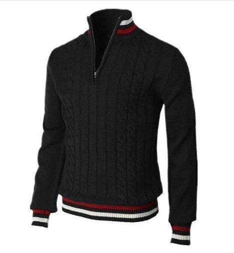 Spring And Autumn New Color Blocked High Necked Knitted Shirt - Pre2brand