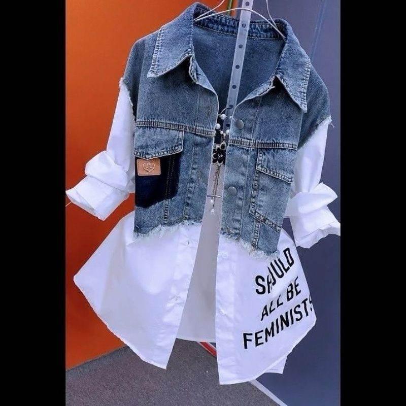 Striped Denim Coat Women's Design Niche Jacket Top - Pre2brand