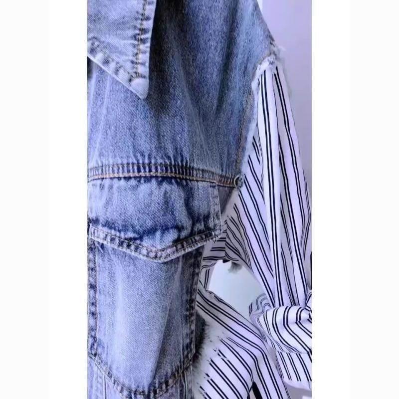 Striped Denim Coat Women's Design Niche Jacket Top - Pre2brand