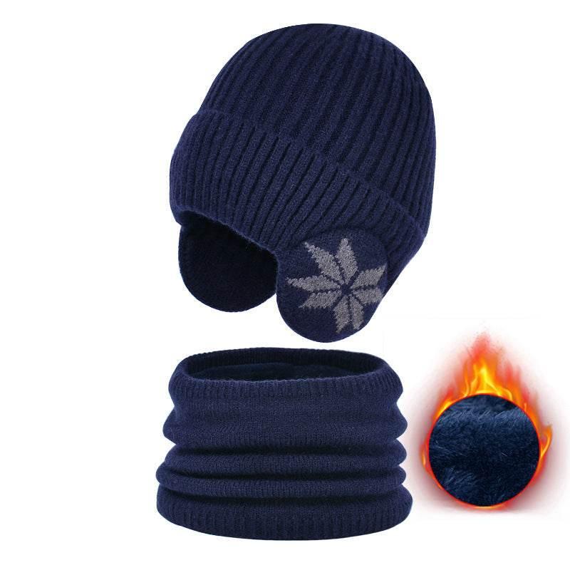 Winter Earflaps Slipover Knitted Woolen Cap Scarf - Pre2brand