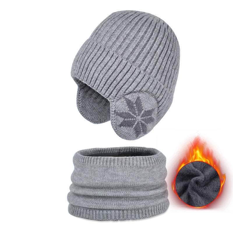 Winter Earflaps Slipover Knitted Woolen Cap Scarf - Pre2brand