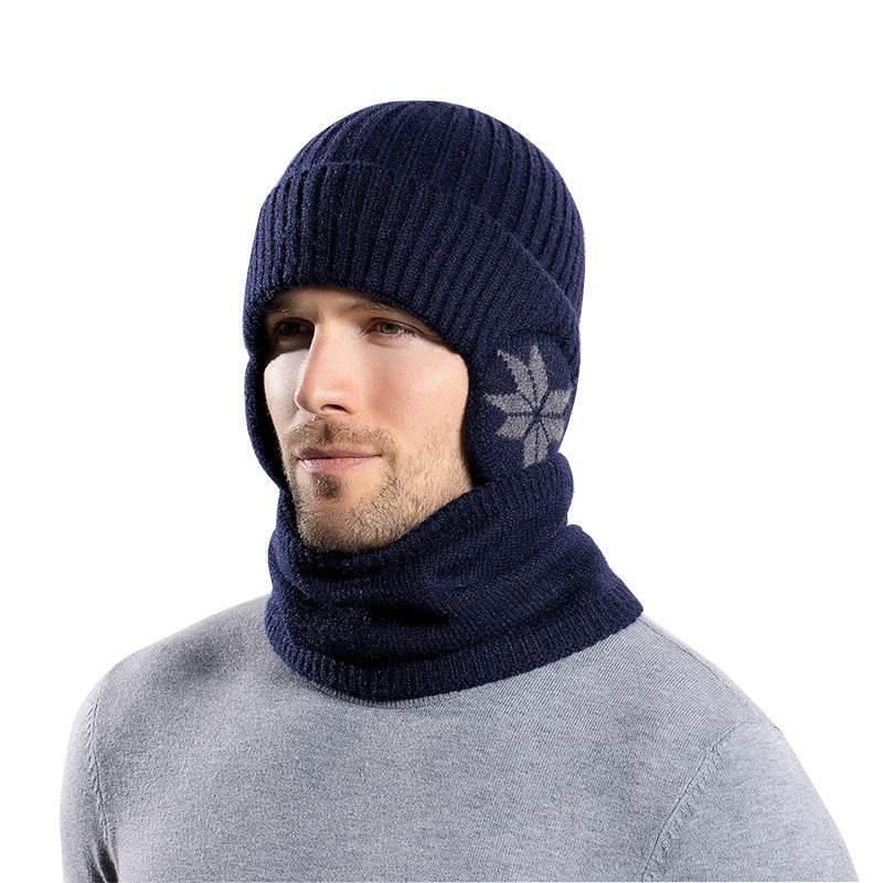 Winter Earflaps Slipover Knitted Woolen Cap Scarf - Pre2brand