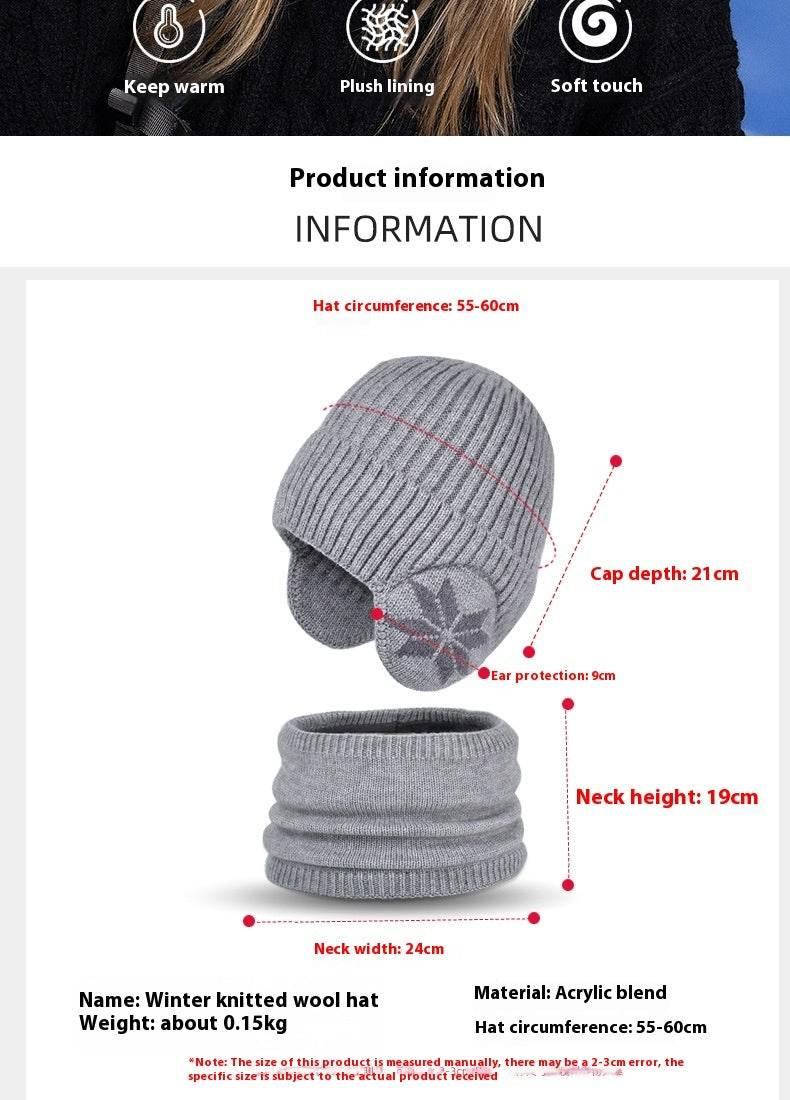 Winter Earflaps Slipover Knitted Woolen Cap Scarf - Pre2brand